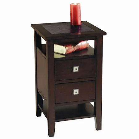 2 Drawer Square Accent Table
